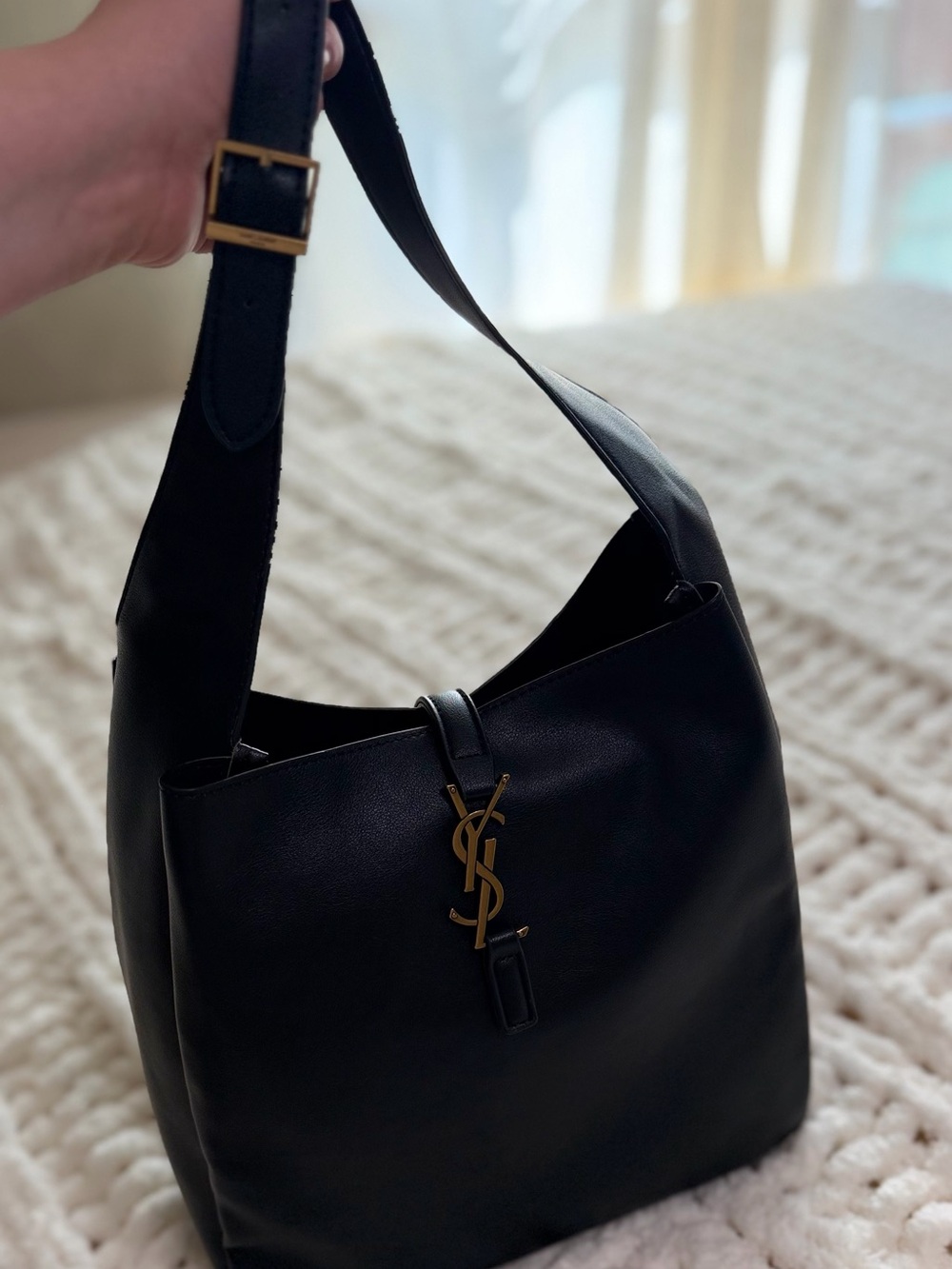 Y S L Classic Black Leather Shoulder Bag - Women